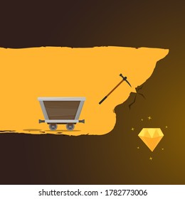 Extraction of gem. Flat style vector