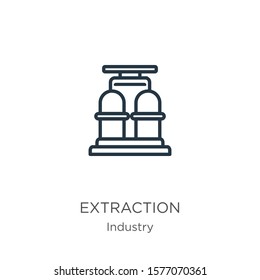 Extraction icon. Thin linear extraction outline icon isolated on white background from industry collection. Line vector sign, symbol for web and mobile