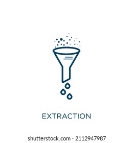 extraction icon. Thin linear extraction outline icon isolated on white background. Line vector extraction sign, symbol for web and mobile