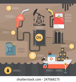 extraction of oil. flat illustration