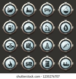 Extraction of oil vector stylish round buttons for mobile applications and web