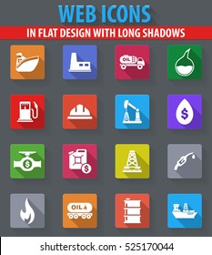 Extraction of oil web icons in flat design with long shadows