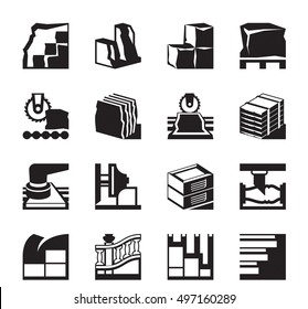 Extraction and processing of marble and stone - vector illustration