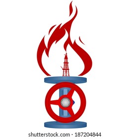 Extraction and processing of natural gas. Illustration on white background.