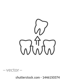 extraction tooth icon, tooth doctor, removal wisdom teeth, thin line symbol on white background - vector illustration