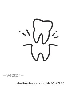 Extraction Tooth Icon, Tooth Doctor, Removal Wisdom Teeth, Thin Line Symbol For Web And Mobile Phone On White Background - Editable Stroke Vector Illustration