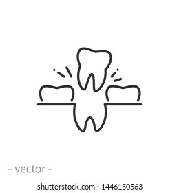 extraction tooth icon, tooth doctor, removal wisdom teeth, thin line symbol for web and mobile phone on white background - editable stroke vector illustration eps10