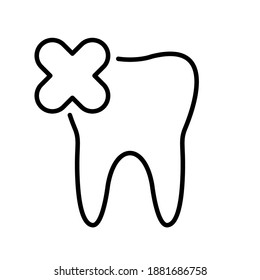 Extraction tooth icon, tooth doctor, removal wisdom teeth. Dental removing symbol