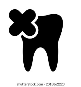 Extraction tooth icon, tooth doctor, removal wisdom teeth. Dental removing symbol