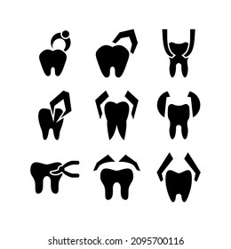 extraction tooth icon or logo isolated sign symbol vector illustration - Collection of high quality black style vector icons
