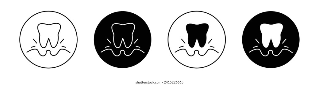 Extraction tooth icon set. Extract Broken Teeth vector symbol in a black filled and outlined style. Remove Periodontal Broken wisdom tooth Sign.