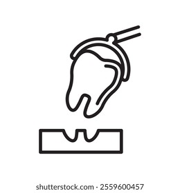 Extraction tooth icon Thin line art collection