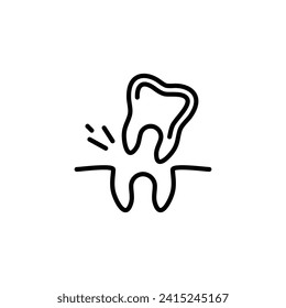 Extraction Tooth Vector Line Icon Illustration.