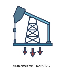 extraction tower oil fill style icon vector illustration design