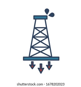 extraction tower oil fill style icon vector illustration design