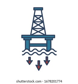 extraction tower oil in the sea fill style icon vector illustration design