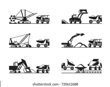 Extracción y transmisión de mineral de la ilustración vectorial de la fosa abierta