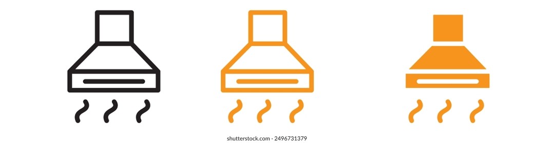 Extractor Hood Icon Set Kitchen Appliance Illustrations for Home and Cooking Projects