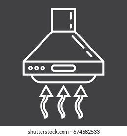 Extractor hood line icon, kitchen and appliance, vector graphics, a linear pattern on a black background, eps 10.