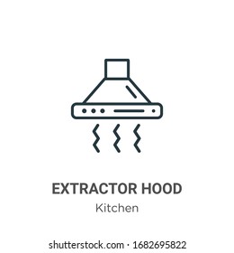 Icono vectorial del contorno del capó del extractor. Icono del capó de extractor negro de línea delgada, ilustración de elemento simple vector plano del concepto de cocina editable trazo aislado sobre fondo blanco