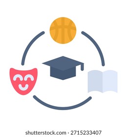 Extracurricular Activities Icon Flat Design Vector Illustration