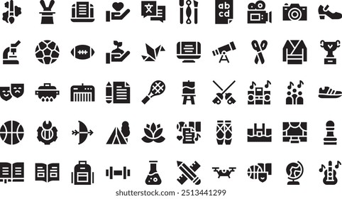 Extracurricular activities icons High-Quality Vector Icons Collection with Editable Stroke. Ideal for Professional and Creative Projects.