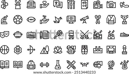 Extracurricular activities icons High-Quality Vector Icons Collection with Editable Stroke. Ideal for Professional and Creative Projects.