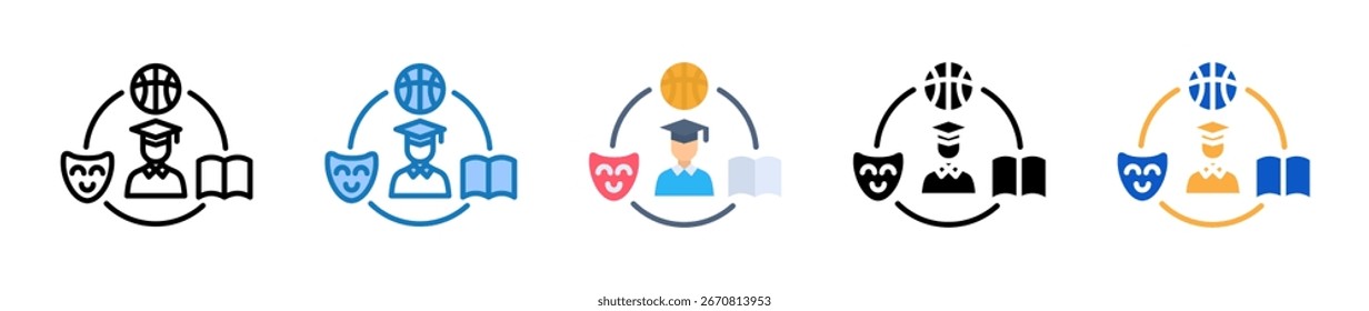 Extracurricular Activities multiple style icons set design vector illustration.