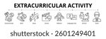 Extracurricular Activity Line Banner Web Icon Set Vector Illustration