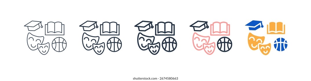 Extracurricular different style icons set vector illustration.