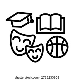 Extracurricular Icon Line Design Vector Illustration
