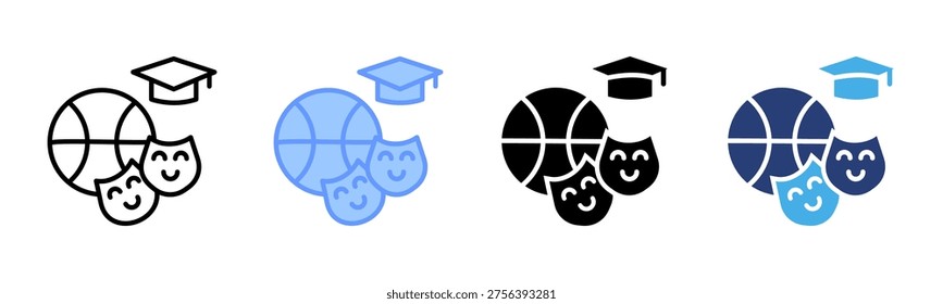 Extracurricular icon set multiple style collection