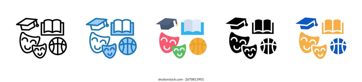 Extracurricular multiple style icons set design vector illustration.