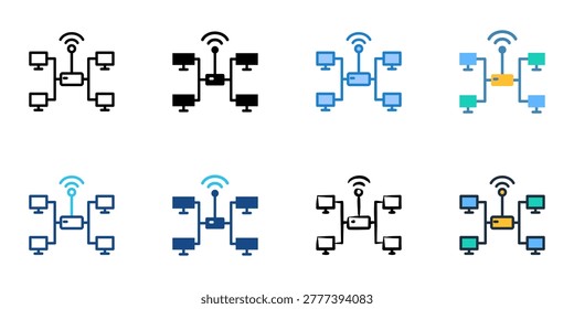 Extranet icons set multiple style collection. Editable stroke 
