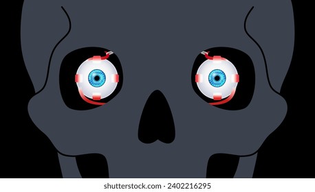 Extraocular muscles anatomy in the human skull. Structure of the eye infographic. control the movements of the eyeball and the superior eyelid. Iris, outermost, retina and sclera medical flat vector