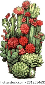 Extraordinary cactus vector art. Unique Design Element.