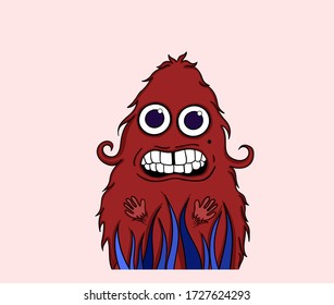 Cute Angry Red Halloween Monster Flat Stock Vector (Royalty Free ...