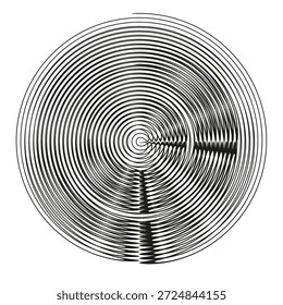 Vetor linear extraordinário. Sofisticada identificação de moire. Componente geométrico abstrato. Gráficos radiais monocromáticos. EPS 10.