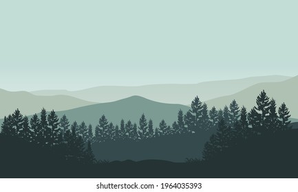 An extraordinary natural scenery from the edge of the city in the morning. Vector illustration of a city