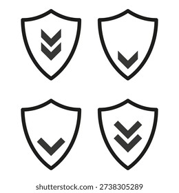 Extraordinary security shield. Protection guard symbols. Sophisticated Vector illustration. Professional chevron elements.