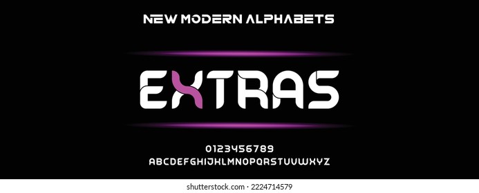 EXTRAS Modern Bold Font. Regular Italic Number Typography urban style alphabet fonts for fashion, sport, technology, digital, movie, logo design, vector illustration