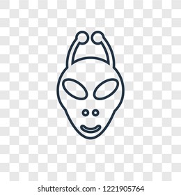 Extraterrestial Head concept vector linear icon isolated on transparent background, Extraterrestial Head concept transparency concept in outline style