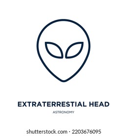 extraterrestial head icon from astronomy collection. Thin linear extraterrestial head, big, space outline icon isolated on white background. Line vector extraterrestial head sign, symbol for web and