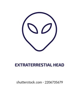 extraterrestial head icon from astronomy collection. Thin linear extraterrestial head, big, space outline icon isolated on white background. Line vector extraterrestial head sign, symbol for web and 