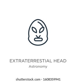 Extraterrestial head icon. Thin linear extraterrestial head outline icon isolated on white background from astronomy collection. Line vector sign, symbol for web and mobile