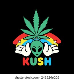 Extraterrestial kush Cannabis Rainbow abstract artwork. Trippy design for t-shirt, sticker, poster, and more. Trippy weed vector