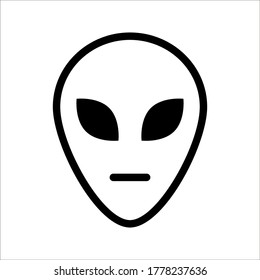 Extraterrestrial alien face or head icon on white backgroun