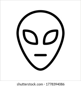 Extraterrestrial alien face or head icon on white backgroun