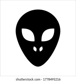 Extraterrestrial alien face or head icon on white backgroun