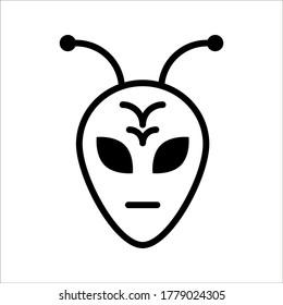 Extraterrestrial alien face or head icon on white backgroun